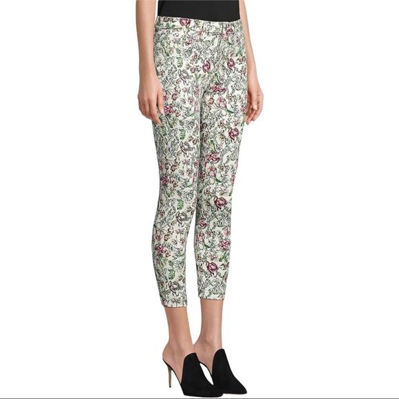 L'AGENCE Margot High Rise Floral Print White Skinny Jeans Size 25 NWT - Picture 1 of 11